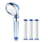 Filtered Shower Head High Pressure Water Saving Nozzles 3 Modes Adjustable Massage Bathroom Accessories(Blue and PP)