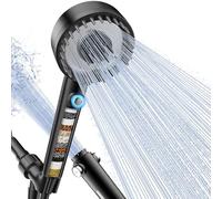 Filtered Shower Head with Hand Shower, High Pressure Showerhead, 4 Jet Modes, Black