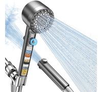 Filtered Shower Head with Handheld, High Pressure 4 Spray Showerhead with Filters & Upgraded Anti-Clog Nozzles for Hard Water - Reduce Dry Itchy Skin -ON/Off Switch (Gray)
