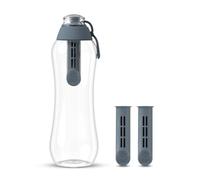 Filtered Water Bottle with Carbon Filter, 700 ml Capacity, 2 Spare Filters, Grey, BPA-Free