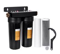 Filterelated RV Dual Water Filter System with 3/4 "Brass Fittings Two Filters Included Reduces Sediment,Chlorine,Bad Taste and Odors,Suitable for RVs,Boats,Farming & Gardening (Black)