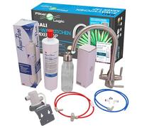 FilterLogic Bali Brushed Steel 3 Way Tap with 3M Filter System and Free Exclusive 3M Reusable Glass Water Bottle