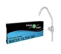 FilterLogic Faucet - Brushed Stainless Steel, Drinking Water Filter Turn Button Tap, Goose Neck Spout/Modern Design - RO