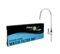 FilterLogic Faucet Quarter Turn Lever Compact Kitchen Sink Drinking Water Filter Tap RO, Stainless Steel Swan, Chrome