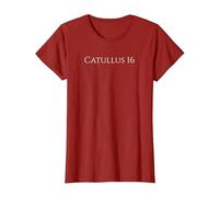Filthy Latin Poetry - Catullus 16 - Roman Curse Words T-Shirt, Women, Cranberry Red, X-Small