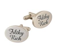 Filthy Rich Cufflinks - Onyx Art CK707 Funny Rich Wealthy Man Gift In Premier Life Packaging