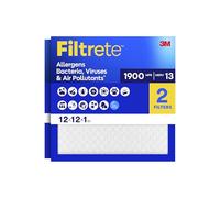 Filtrete 12x12x1 Air Filter, MPR 1900, MERV 13, Healthy Living Ultimate Allergen 3-Month Pleated 1-Inch Air Filters, 2 Filters