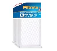Filtrete 14x20x1 AC Furnace Air Filter, MERV 13, MPR 1900, Premium Allergen, Bacteria & Virus Filter, 3-Month Pleated 1-Inch Electrostatic Air Cleaning Filter, 6-Pack (Actual Size 13.81x19.81x0.78 in)