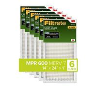 Filtrete 14x24x1 Air Filter, MPR 600, MERV 7, Clean Living Dust Reduction 3-Month Pleated 1-Inch Air Filters, 6 Filters