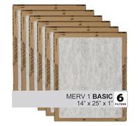 Filtrete 14x25x1 Air Filter, 3M MERV 5 HVAC AC Furnace Filter Replacement, 6-Pack (Actual Size 13.81x24.81x0.88 in)