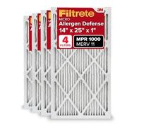Filtrete 14x25x1 Air Filter, MPR 1000, MERV 11, Micro Allergen Defense 3-Month Pleated 1-Inch Air Filters, 4 Filters