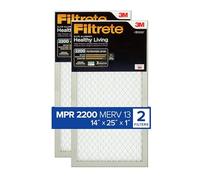Filtrete 14x25x1 Furnace Air Filter MPR 2200 MERV 13, Healthy Living Elite Allergen, 2-Pack (exact dimensions 13.81 x 24.81 x 0.78)