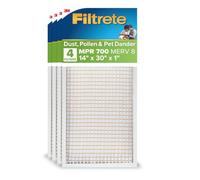 Filtrete 14x30x1 AC Furnace Air Filter, Merv 8 MPR 700, Dust, Pollen, & Pet Dander, 4-Pack (exact dimensions 13.81x13.81x0.81)