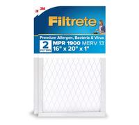 Filtrete 16x20x1 Air Filter, MPR 1900, MERV 13, Healthy Life Ultimate Allergy 3 Months Pleated 1-Inch Air Filters, 2 Filters