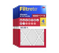 Filtrete 16x25x1, AC Furnace Air Filter MPR 1000 MERV 11, Allergen Defense, 4-Pack (exact dimensions 15.69 x 24.69 x 0.81)