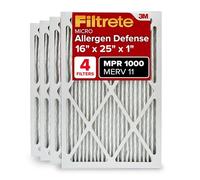 Filtrete 16x25x1, AC Furnace Air Filter MPR 1000 MERV 11, Allergen Defense, 4-Pack (exact dimensions 15.69 x 24.69 x 0.81)