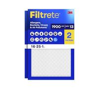 Filtrete 16x25x1 AC Furnace Air Filter, MERV 13, MPR 1900, Premium Allergen, Bacteria&Virus Filter, 3-Month Pleated 1-Inch Electrostatic Air Cleaning Filter, 2-Pack (Actual Size 15.719x24.72x0.78 in)