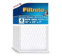 Filtrete 16x25x1 Air Filter, MPR 1900, MERV 13, Healthy Living Ultimate Allergen 3-Month Pleated 1-Inch Air Filters, 4 Filters