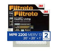 Filtrete 20x20x1 AC Furnace Air Filter, MERV 13, MPR 2200, Elite Allergen, Bacteria & Virus Filter, 3-Month Pleated 1-Inch Electrostatic Air Cleaning Filter, 2-Pack (Actual Size 19.719x19.719x0.78 in)