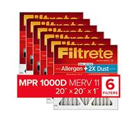 Filtrete 20x20x1, AC Furnace Air Filter, MPR 1000D, Micro Allergen PLUS DUST, 6-Pack (exact dimensions 19.69 x 19.69 x 0.81)