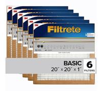 Filtrete 20x20x1 Air Filter, 3M MERV 5 HVAC AC Furnace Filter Replacement, 6-Pack (Actual Size 19.69x19.69x0.88 in)