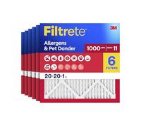 Filtrete 20x20x1 Air Filter MPR 1000 MERV 11, Allergen Defense, 6-Pack (Exact Dimensions 19.69x19.69x0.81)