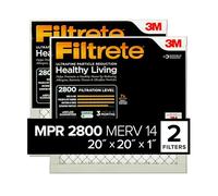 Filtrete 20x20x1 Air Filter, MPR 2800, MERV 14, Healthy Living Ultrafine Particle Reduction 3-Month Pleated 1-Inch Air Filters, 2 Filters