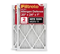 Filtrete 20x24x1 Air Filter, MPR 1000, MERV 11, Micro Allergen Defense 3-Month Pleated 1-Inch Air Filters, 2 Filters