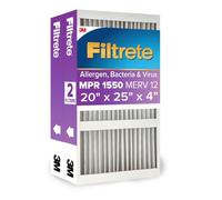 Filtrete 20x25x4 AC Furnace Air Filter, MPR 1550 DP, Healthy Living Ultra Allergen Deep Pleat, 2-Pack (exact dimensions 19.88 x 24.63 x 4.31)