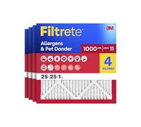 Filtrete 25x25x1 AC Furnace Air Filter, MPR 1000, Micro Allergen Defense, 4-Pack (exact dimensions 24.688x24.688x0.813)