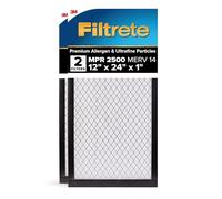 Filtrete AC Furnace Air Filter, MERV 14, MPR 2500, Premium Ultra Fine Particles, 3 Months Pleated 1" Electrostatic Air Filter (2 Pack)