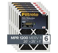 Filtrete MPR 1200 20 x 25 x 1 Allergen Defense Odor Reduction AC Furnace Air Filter, Guaranteed Airflow up to 90 days, Delivers Cleaner Air Throughout Your Home, 6-Pack