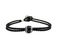 Filu & Trama Sardinian Bracelet on Coccu Black Ball and Cups Worked with Silver Button