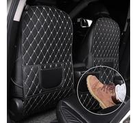 FILUNO 2 Pack Car Back Seat Pad Kick Mat for Audi Q2 Q3 Q4 Q5 Q7 Q8 SQ2 SQ5, Leather Waterproof Back Seat Protector Anti-Dirty Auto Seat Back Protectors Mat Accessories,A/BLACKBEIGE
