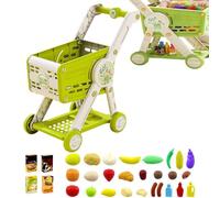 Filvczt Baby Shopping Cart Toy,Toy Shopping Cart Playset with Food Shop Accessories | Pretend Play for Learning Role-Playing Doll House Girls Toddler Age 1-3 and Up