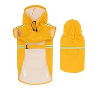 Filvczt Dog Rain Jacket, Waterproof Dog Poncho Reflective Strip, Adjustable Hooded Pet Coat Poncho with Reflective Strip, High-Visibility Breathable Clothes for Walking