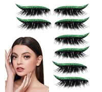 Filvczt Fake Eyelashes,4 Pairs Reusable Eye Liner Eyelash Stickers - Adhesive Beauty Care Makeup Glitter Eye Liner Stickers Waterproof for Daily Travel Dating Birthday Party