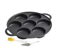 Filvczt Pancake Pot, with 7-Hole Design, 30.5x30.5cm, Cast Iron Pancake Pan, Cast Iron Crepe Pan, Nonstick and Easy to Clean, for Steak, Pizza, Breakfast, Frying Eggs, Baking, Grilling, Outdoor, BBQ