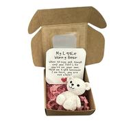 Filvczt Worry Bear, A TeddyBear Hug In A Box, Pocket Bear Hug, With Thoughtful Handmade Gift And Uplifting Token, 5.5x5.5x2.5cm, For Good Luck, Men & Women, Lovers, Friend, Adults, Kids