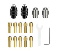 FiLwW Drill Chuck Collet Set for Dremel, 16PCS 0.8-3.2mm Replacement 4486 Drill Keyless Bit Chuck Shank Rotary Tool Quick Change Adapter