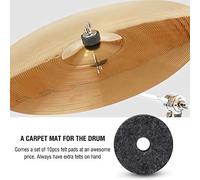 Filz Pad for Jazz -drum Cymbals (10pcs) - Not Too Stiff, Not Too Soft, Just Right - (Grey)