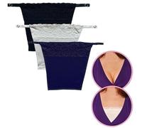 FIMALIA Cotton Clip-on Bodice for Women Lace Cleavage Deep Neck Concealed Inside Kami Secret Slip Insert for Tops Dresses Saree Blouses Breathable Free Size Set of 3