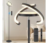 FIMEI Floor Lamp, Stepless Dimming & 3000K - 6000K Color Temperatures, Remote/Touch Independent Control, Eye-Protecting, Uplighter Floor Lamp for Living Room, Central Lamp Upward, Black