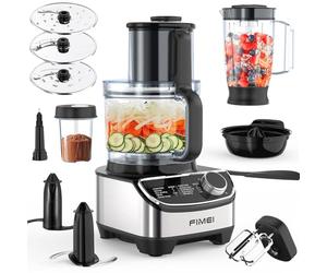 FIMEI Multifunctional Food Processor 1300W, 3 Speeds and Pulse Function, 3.5L Chopper, 1.5L Blender, Grinder, Citrus Juicer, Dough Kneader, Whisk, Shredder, Reversible Slicer, Triple Lock Protection