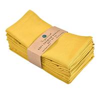 Fimgercraft Cloth Napkins, Cotton Linen Blend Fabric 12 Pack, Premium Quality, Mitered Corners for Every Day Use Napkins are Pre Shrunk and Good Absorbency Gold,