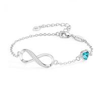 Fimhut Infinity Bracelet Women's 925 Sterling Silver, Fashionable Women's Jewellery Infinity Heart Bracelets Crystals Bracelet Valentine's Day Mother's Day Birthday Gift for Her Women Girlfriend Mum
