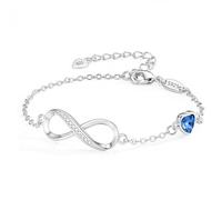 Fimhut Infinity Bracelet Women's 925 Sterling Silver, Fashionable Women's Jewellery Infinity Heart Bracelets Crystals Bracelet Valentine's Day Mother's Day Birthday Gift for Her Women Girlfriend Mum