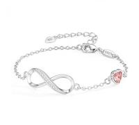 Fimhut Infinity Bracelet Women's 925 Sterling Silver, Fashionable Women's Jewellery Infinity Heart Bracelets Crystals Bracelet Valentine's Day Mother's Day Birthday Gift for Her Women Girlfriend Mum
