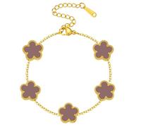 Fimhut Unique 14K Gold Four-Leaf Clover Bracelet, Suitable for Ladies，White/Black/Blue Lucky Chain Four-Leaf Clover Bracelet，Fashionable Bracelet Set，Jewelry Gift Suitable for Ladies, 4 UK, Brass, no