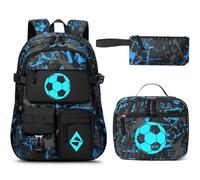 Fimibuke Backpack for School Boys, 3 PCS Cool Luminous Kids Backpacks with Lunch Box & Pencil Pouch, Toddler Teen Glow in The Dark Backpack Bookbag Schoolbag Set for Elementary to High School Students